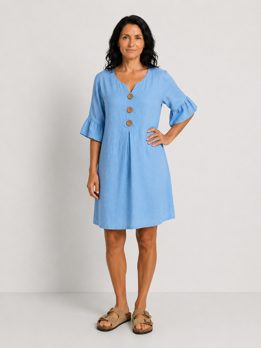 MIRELA | ROCHIE LEJERĂ CU NASTURI DECORATIVI