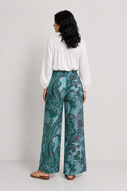 SORINA | PANTALONI LEJERI CU PRINT ELEGANT