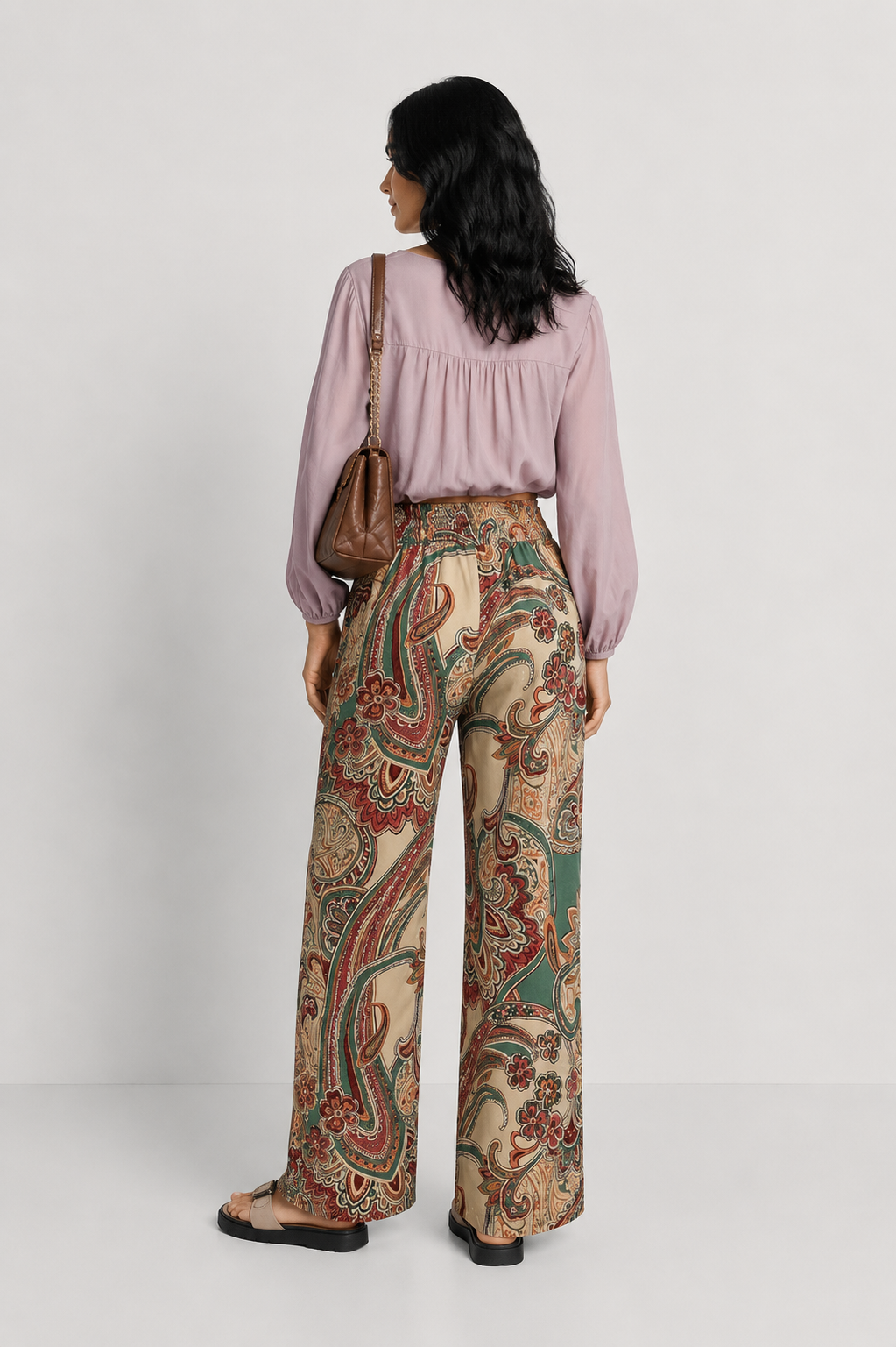 SORINA | PANTALONI LEJERI CU PRINT ELEGANT
