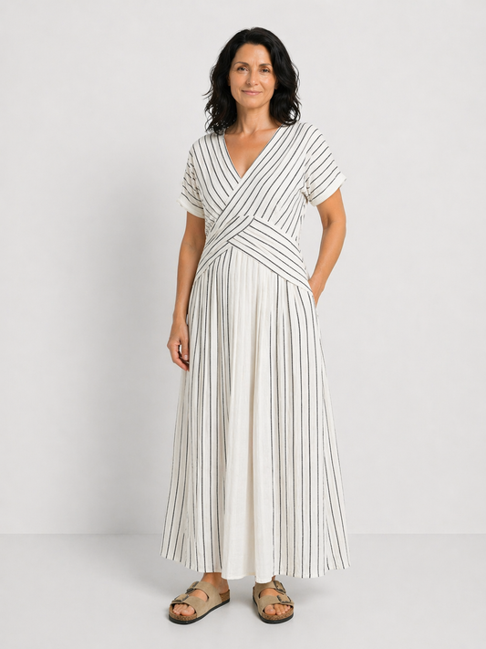 CRESSIDA | ROCHIE MIDI CU DECOLTEU ÎN V ȘI MÂNECI SCURTE