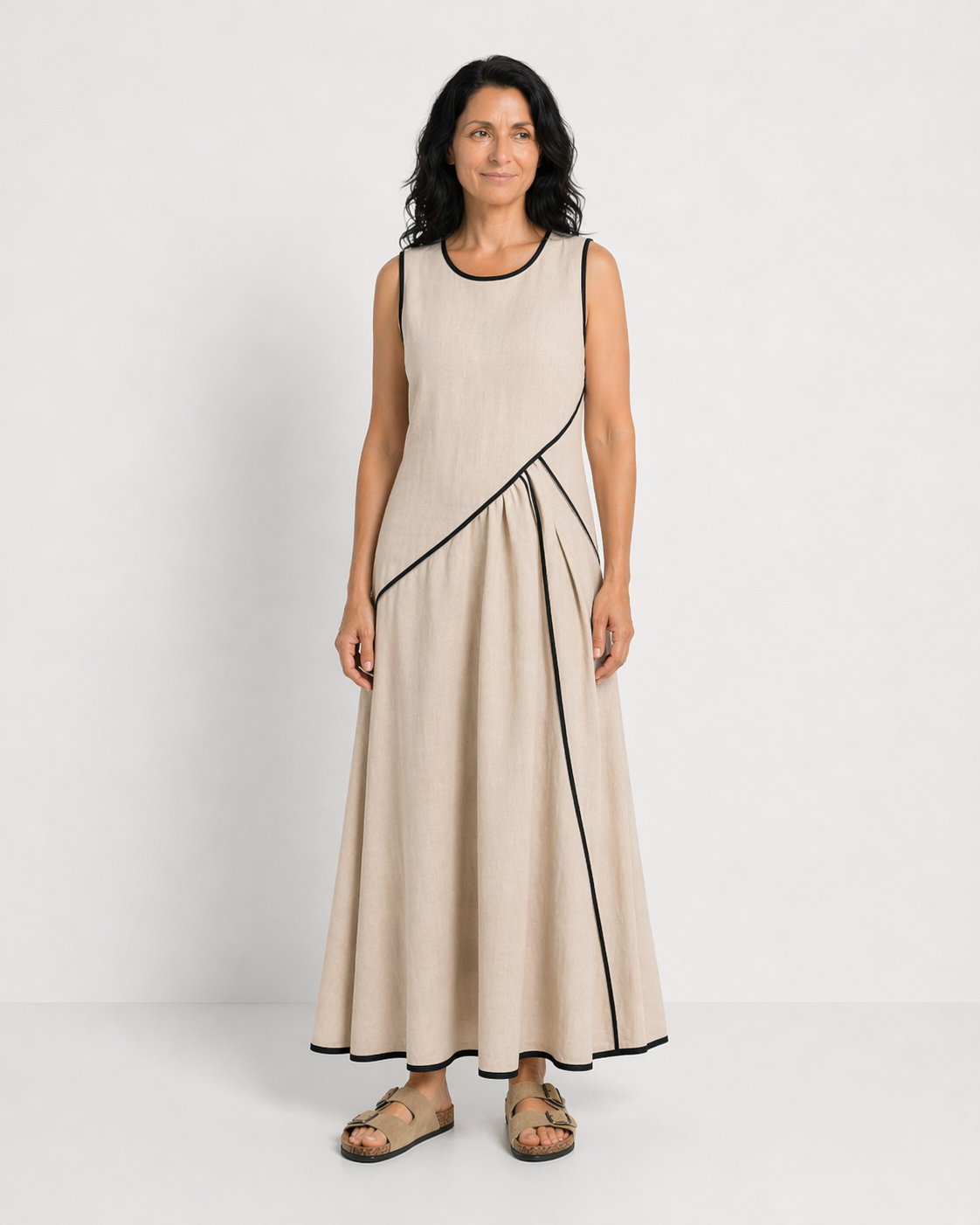SOLEIA | ROCHIE MAXI DRAPATĂ FĂRĂ MÂNECI
