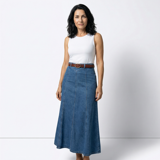 FUSTĂ MAXI DENIM TALIE ÎNALTĂ