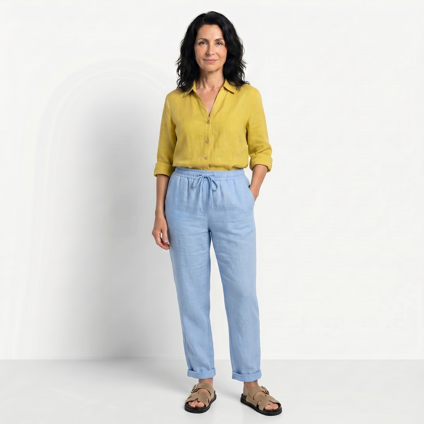 VANESSA | PANTALONI DIN IN TALIE ELASTICĂ