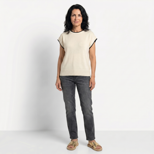 ELENA | TOP TRICOTATĂ CU DETALII CONTRASTANTE